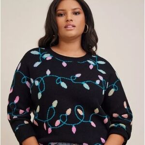 Torrid Black Sweater with Multicolor Light Design